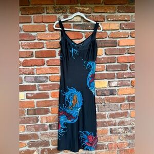 Betsey Johnson Koi Fish Tattoo Vintage Franky for Betsey Bodycon Slip Dress S
